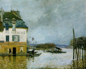 Oil sisley alfred Painting - Flood at Port-Marly    1876 by Sisley Alfred