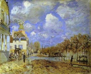 Oil sisley alfred Painting - Flood at Port-Marly. 1876 by Sisley Alfred
