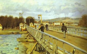 Oil sisley alfred Painting - Footbridge at Argenteuil. 1872 by Sisley Alfred
