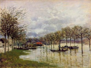 Oil sisley alfred Painting - L'inondation - Route de Saint-Germain.The Flood on the Road to Saint-Germain.1876 by Sisley Alfred