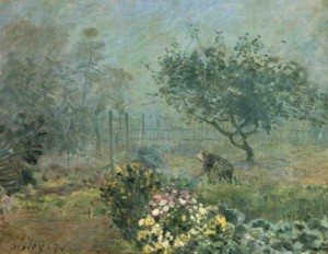 Oil sisley alfred Painting - Misty Morning    1874 by Sisley Alfred