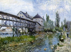 Oil sisley alfred Painting - Provencher's Mill at Moret  1883 by Sisley Alfred