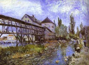 Oil sisley alfred Painting - Provencher's Mill at Moret ,1883 by Sisley Alfred