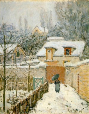 Oil sisley alfred Painting - Snow at Louveciennes  1874 by Sisley Alfred