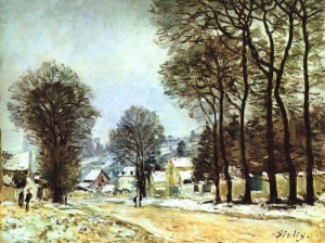 Oil sisley alfred Painting - Snow at Louveciennes, 1874 by Sisley Alfred