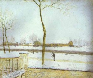 Oil sisley alfred Painting - Snow Scene, Moret Station. 1888 by Sisley Alfred