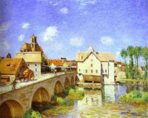 Oil sisley alfred Painting - The Bridge at Moret. 1893 by Sisley Alfred
