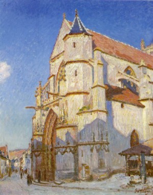 Oil sisley alfred Painting - The Church at Moreth  1894 by Sisley Alfred