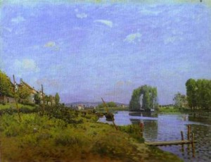 Oil Painting - The Island of Saint-Denis. 1 by Sisley Alfred