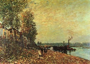 Oil sisley alfred Painting - The Tugboat, 1883 by Sisley Alfred