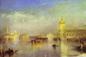 Oil the Painting - The Dogana, San Giorgio, Citella, From the Steps of the Europa. 1842 by Turner,Joseph William