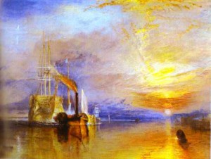 Oil the Painting - The Fighting Temeraire Tugged to Her Last Berth to Be Broken up. 1838 by Turner,Joseph William