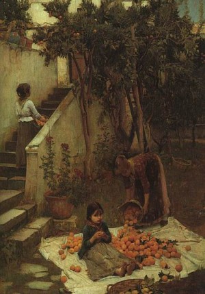 Oil waterhouse,john william Painting - The Orange Gatherers by Waterhouse,John William