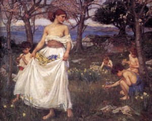 Oil waterhouse,john william Painting - The song of springtime by Waterhouse,John William