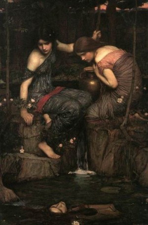 Oil waterhouse,john william Painting - Women with water jugs by Waterhouse,John William