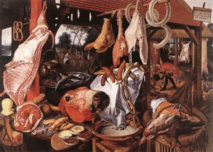 Oil aertsen, pieter Painting - Butcher's Stall 1551 by Aertsen, Pieter