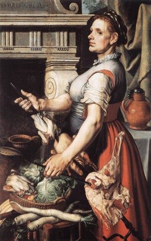 Oil the Painting - Cook in front of the Stove 1559 by Aertsen, Pieter