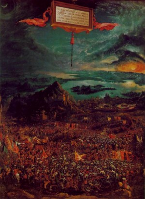 Oil altdorfer, albrecht Painting - The Battle of Issus 1528-29 by Altdorfer, Albrecht