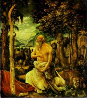Oil altdorfer, albrecht Painting - The Penitence of St. Jerome    1507 by Altdorfer, Albrecht